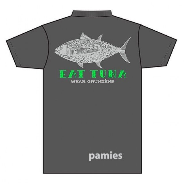 Grundéns camiseta Eat Tuna,novedades de pesca,sportspamies.com,asesoramiento personalizado,ropa de pesca,camiseta tecnica,proteción solar,servicio 24 horas,gris,black bass