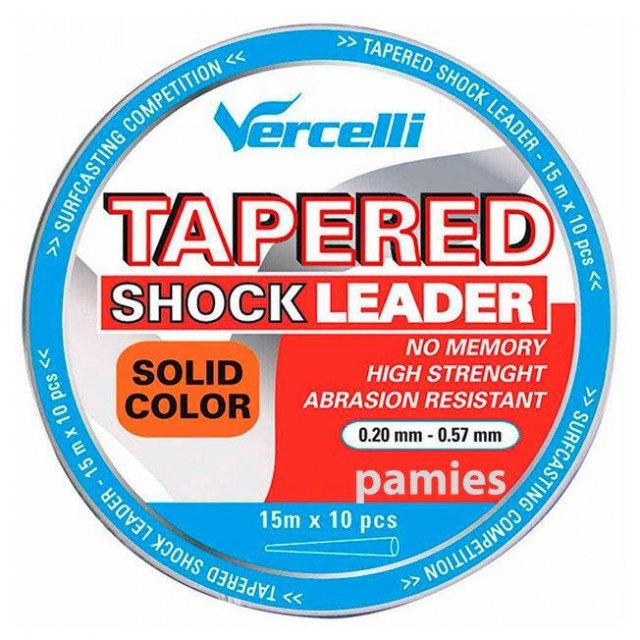 Vercelli cola de rata Tapered Shock Leader Solid Color (10 x 15 m),bajo conico,cola de rata,tienda de pesca
